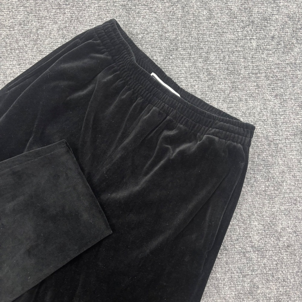 Jennifer Moore Velour Pants Size Small Black Elastic Waist Straight Leg Women's